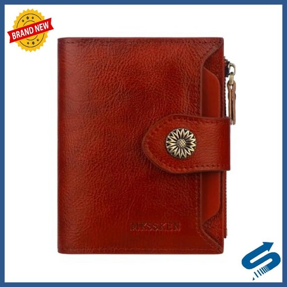 Genuine Leather RFID Wallet Women's Bifold Compact Card Holder ID Window - Picture 2 of 7